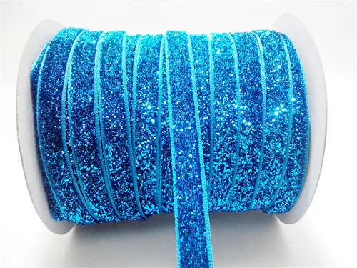 50 yards 48colors Sparkle Glitter metallic Velvet ribbon Headband Clips Bow wedding decoration party decor DIY  3/8\