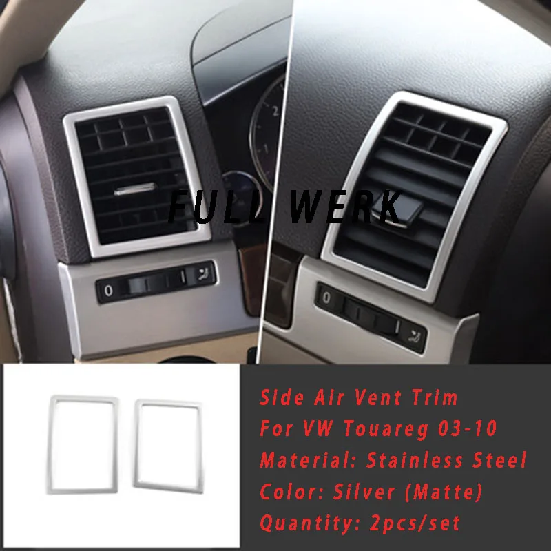 1 Pair SS Car Styling Side Air Vent Outlet Trim Decoration Cover Sticker for Volkswagen VW Touareg 03-10 Accessories