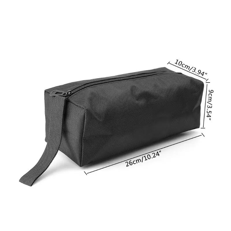 Black Oxford Canvas Tool Bag Zipper Hardware Storage Toolkit Travel Makeup Hand Pouch