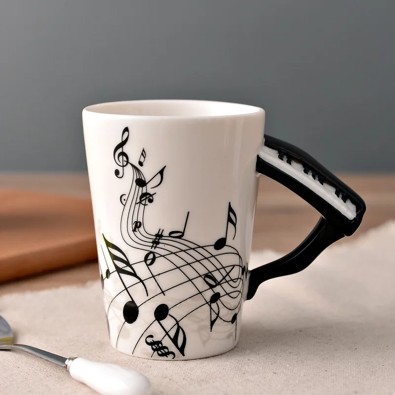 

Novelty Violin Guitar Trumpet Clarinet Wooden Guitar Harp Piano Music Note Mug Coffee Tea Ceramic Mugs Drinkware Gift