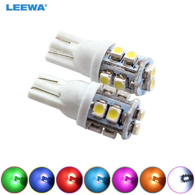 LEEWA 50pc Bright T10 Wedge 168 194 W5W Car LED Light Bulbs 1210 10SMD 12V 7 Colors  White,Red,Yellow,Green,Blue,Pink,Ice blue