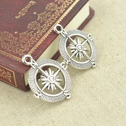 High quality 10pcs metal antique silver Plated compass charms for DIY jewelry making 29*25mm H10