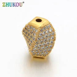 12*14mm  Brass Cubic Zirconia Spacer Beads DIY Jewelry Bracelet Necklace Making, Mixed Color, Model: VZ71