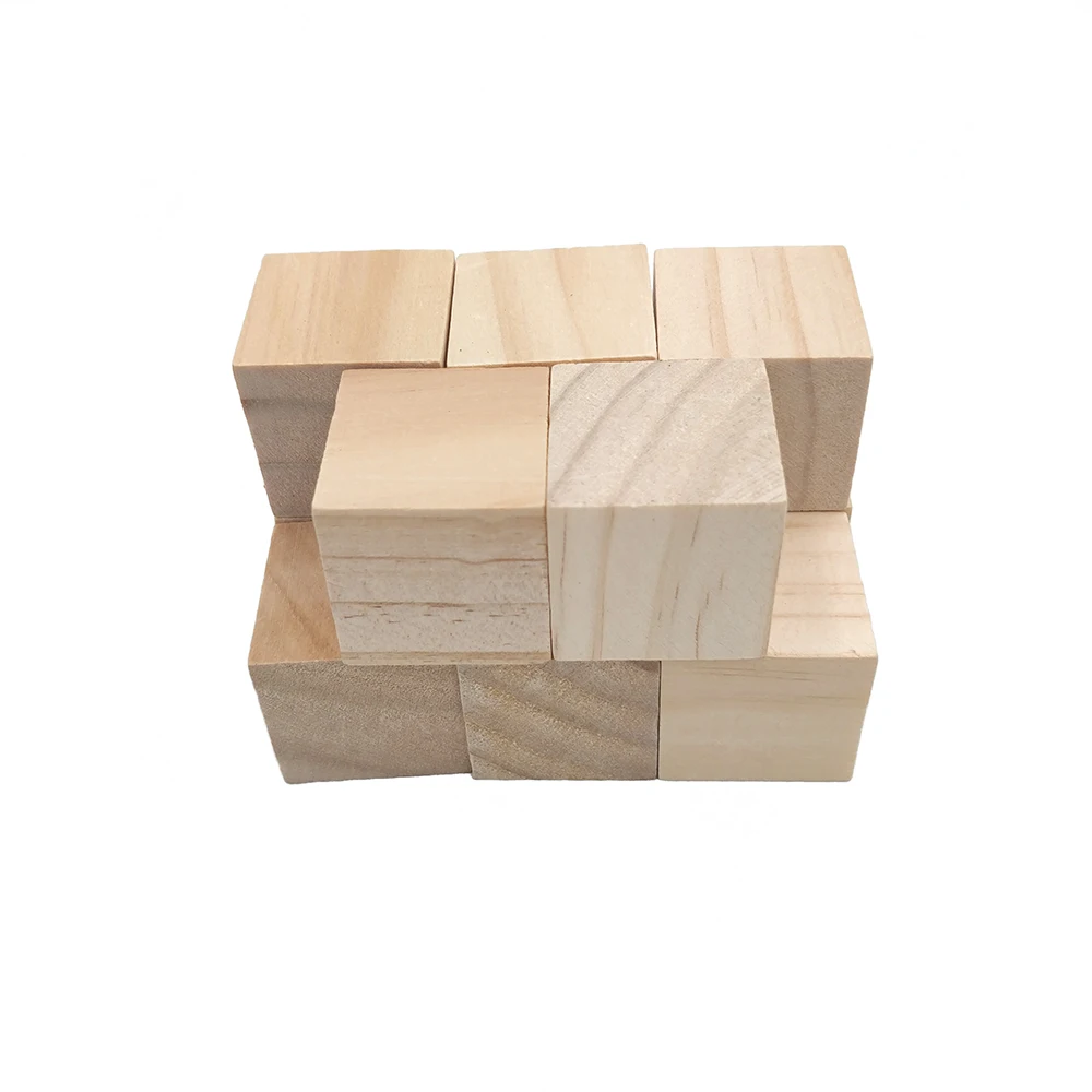 Wooden Cubes Wood Square Blocks For Math Puzzle Making Crafts & DIY Projects for Pyrography DIY Craft Photo Props and Decoration