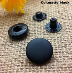 30 sets/pack Matte Black Round Metal Snap Button No Sewing Press Studs Fastener Leathercraft Clothes Bags Shoe Free shipping