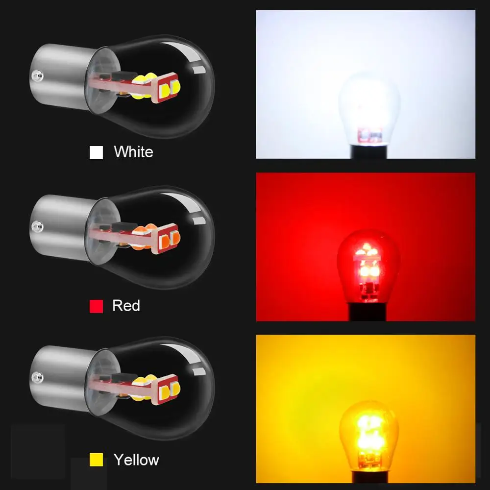 2Pcs 1157 BA15D BAY15D 1156 BA15S P21W P21/5W Led Bulb S35 800LM Car Turn Signal Lamp Reverse Brake Lights Red White Yellow 12V