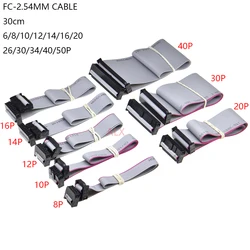 Jtag ISP 다운로드 케이블, 그레이 플랫 리본 데이터 케이블, Dc3 Idc 박스 헤더, 2.54mm 피치, Fc-6, 8, 10, 14, 16, 20, 40/50 핀, 30cm, 2 개