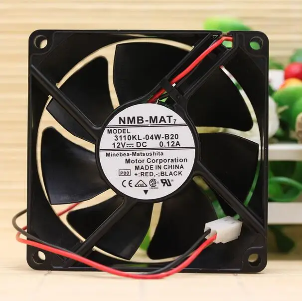 Originele Nmb 3110KL-04W-B20 8025 8Cm 12V 0.12A 2 Draad Desktop Fan