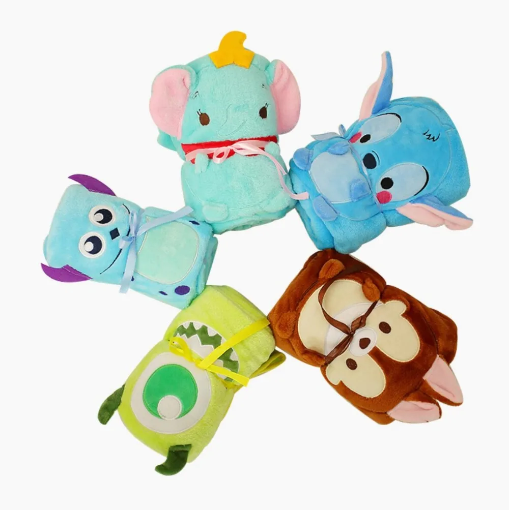 MOVIE Dumbo Monsters, Inc. Peripheral Plush Toy Big Eye Monster Mike Stitch Dumbo Elephant Doll 80*100CM Flannel Blanket Gift