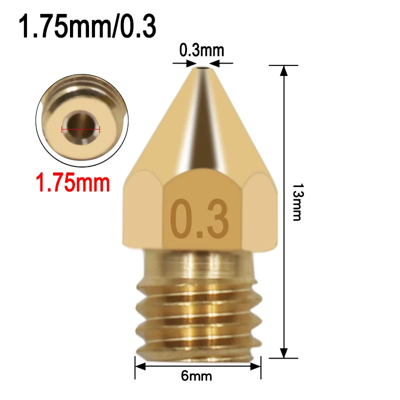 Boquilla extrusora MK8 para impresora 3D Makerbot Anet A8 Creality CR-10 S4, 0,1, 0,2, 0,3, 0,4, 0,5, 0,6, 0,8, 1,0, 1,75mm, 3,0mm, mm