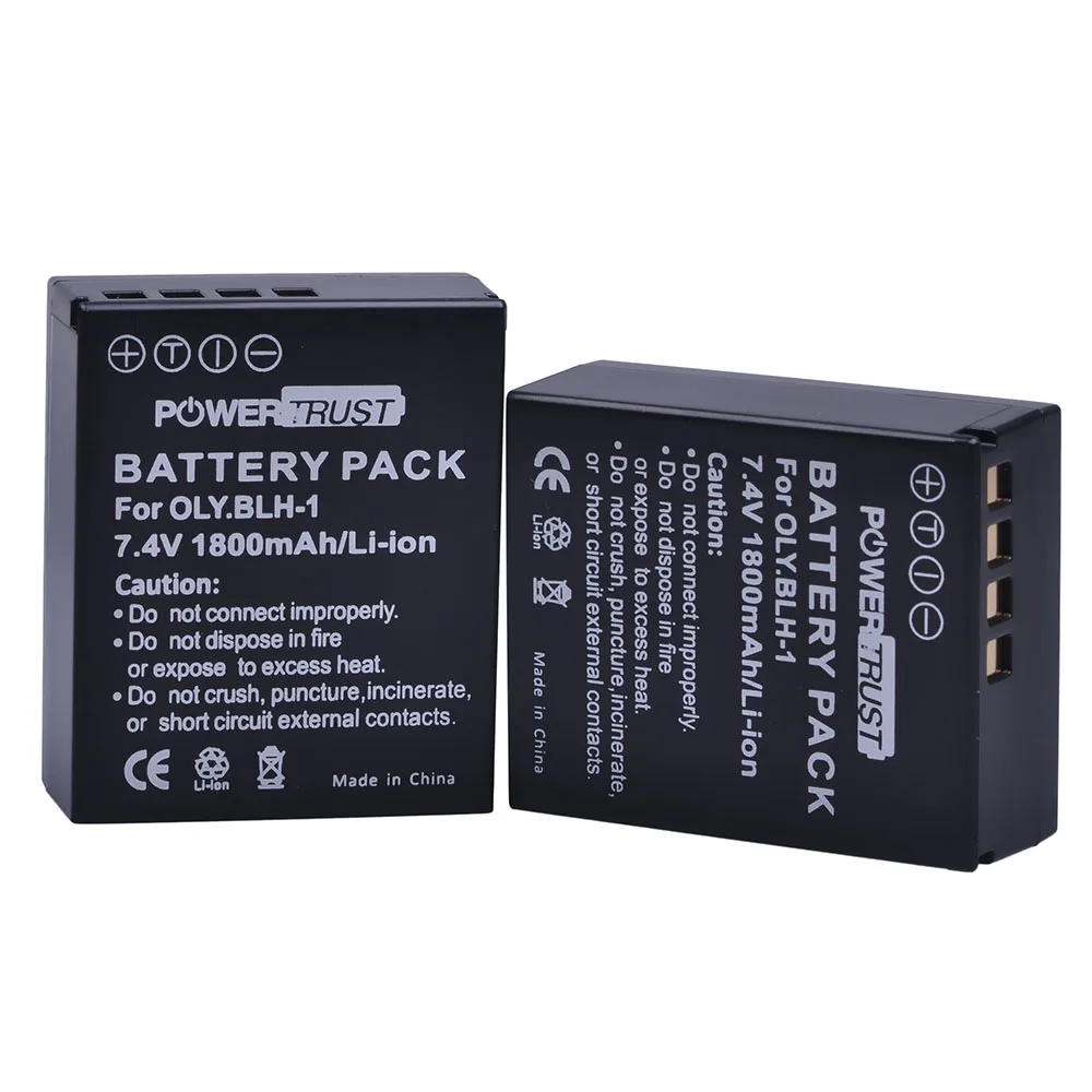 PowerTrust 3Pcs 1800mAh BLH-1 BLH 1 BLH1 Replacement Li-ion Batteries for Olympus E-M1 Mark II Digital Camera