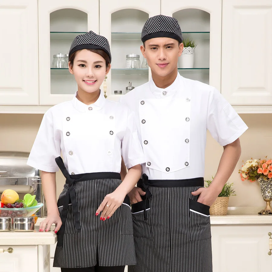 New Arrival Hotel Overalls Short Sleeve Summer Chef Suits Jacket Short-sleeved Hotel Restaurant Dining Room Cake Uniform B-6147