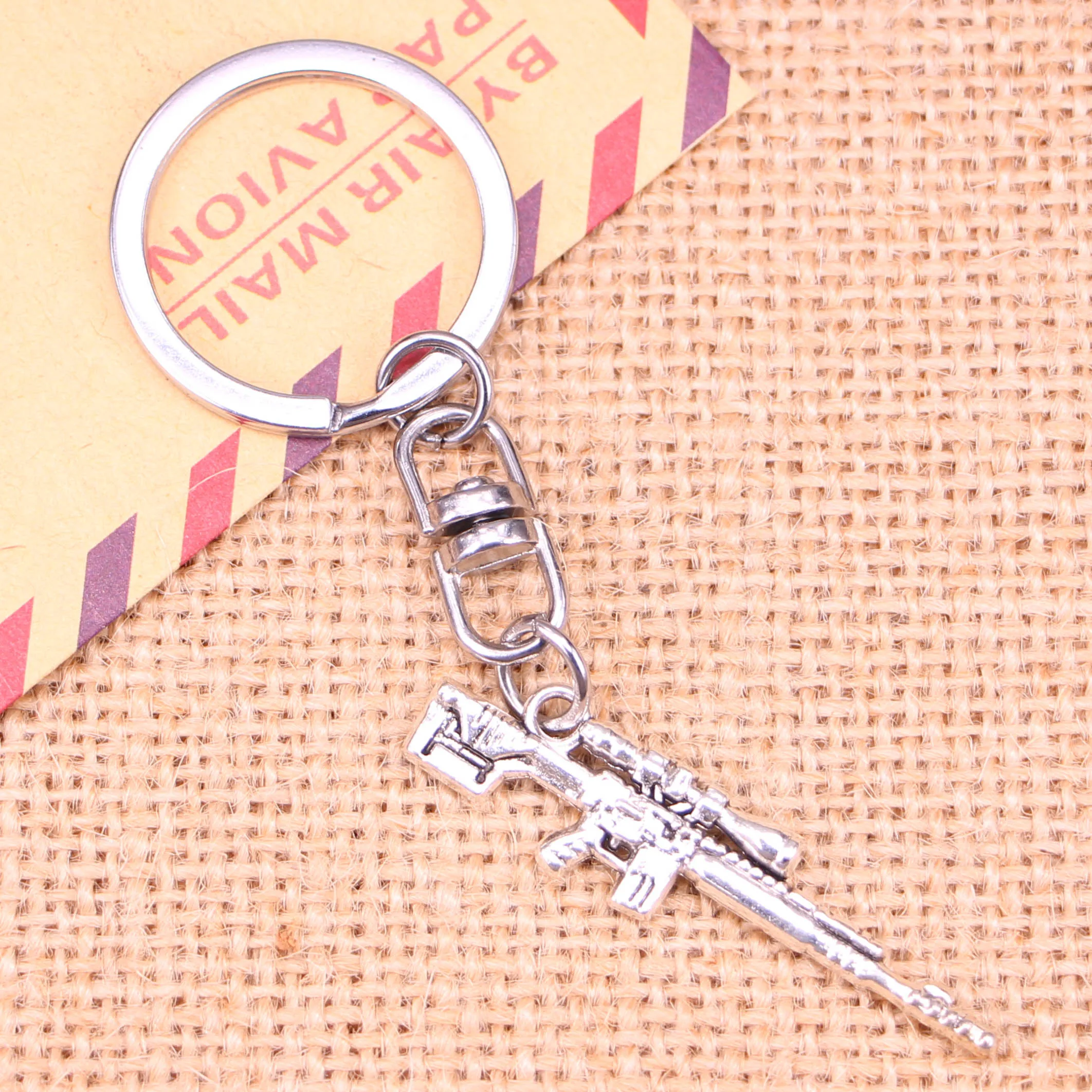 20pcs New Fashion Keychain 8*42 mm sniper rifle gun Pendants DIY Men Jewelry Car Key Chain Ring Holder Souvenir For Gift