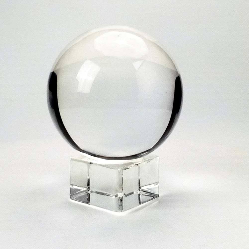 1set 120mm Clear Crystal Base Feng Shui Crystal Ball Home Decoration Glass Sphere Ball Top Modern Home Decoration