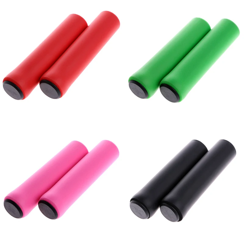 Cycling Bike Bicycle Gear Grips Mountain Bike Silicone Handlebar Soft Ultralight Grips Anti-skid Shock-absorbing Bike Part