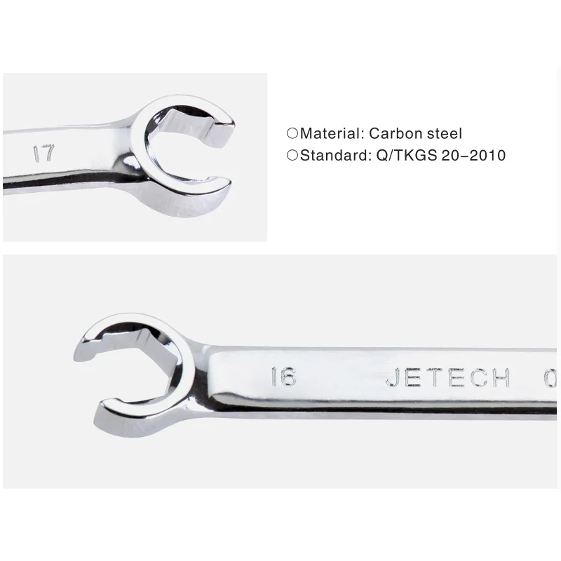 Jetech lifetime gurantee flare nut wrench metric double end oil pipe spanner 8 9 10 11 12 13 14 15 16 17 mm tools for auto