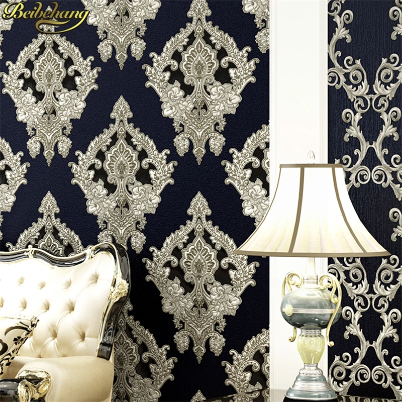 

beibehang European Damascus wallpaper for bedroom walls Gold Warm Bedroom Living Room Project TV Background Waterproof Wallpaper
