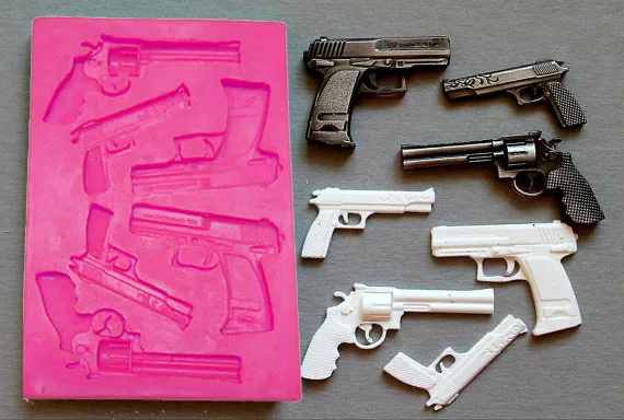 gun pistol Revolver silicone fandont mold Silica gel moulds Chocolate molds cake baking decoration tools candy mould