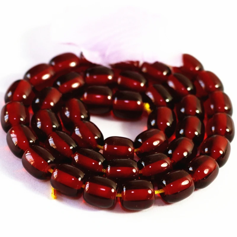 elegant dark red resin beeswax barrel rice shape 9*9mm 10*10mm 12*12mm loose beads charms jewelry making 15inch B59