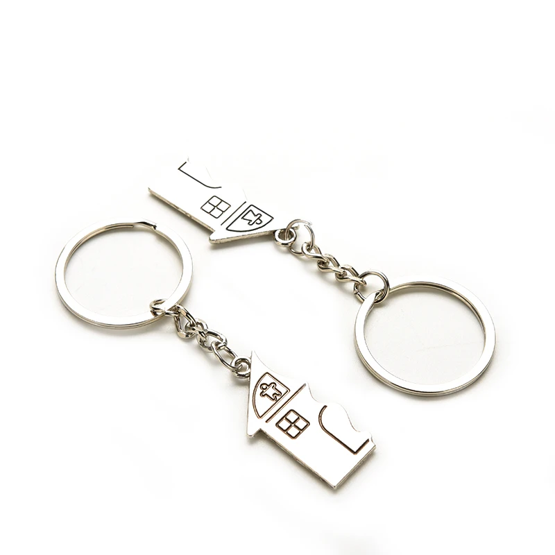1pair New Couple I LOVE YOU Lovers Keychain Warm House Type Couple Key Chain Souvenirs Valentine\'s Day Gift Built With Love Home