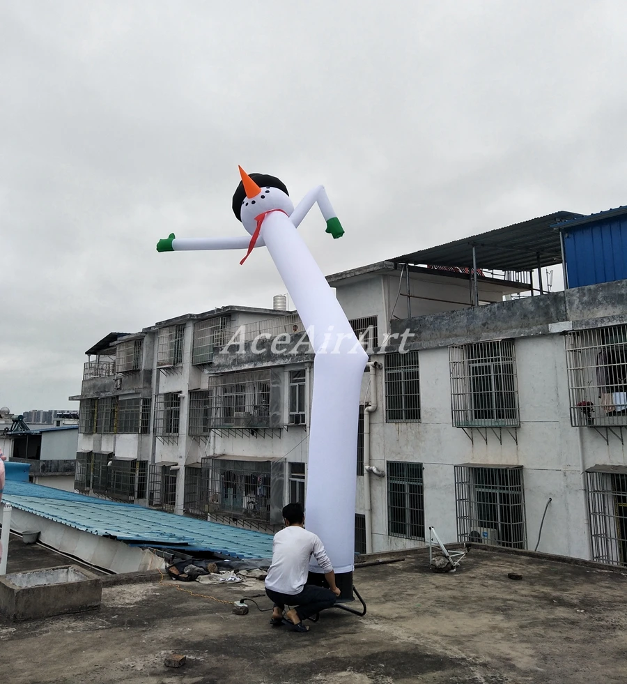 6m Tall Inflatable Snowman Air Dancer พร้อม Wave Hand Air Snowman Air Dancer ไม่มีเครื่องเป่าลมลดราคา