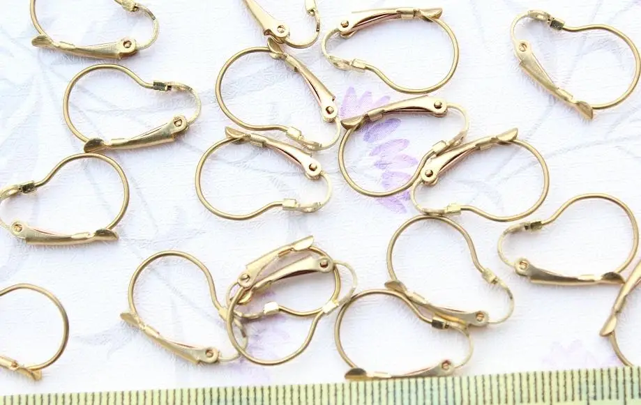 

400pcs Brass Earring Findings.Gold plating Leverback french Blank Earrings - 14x20mm