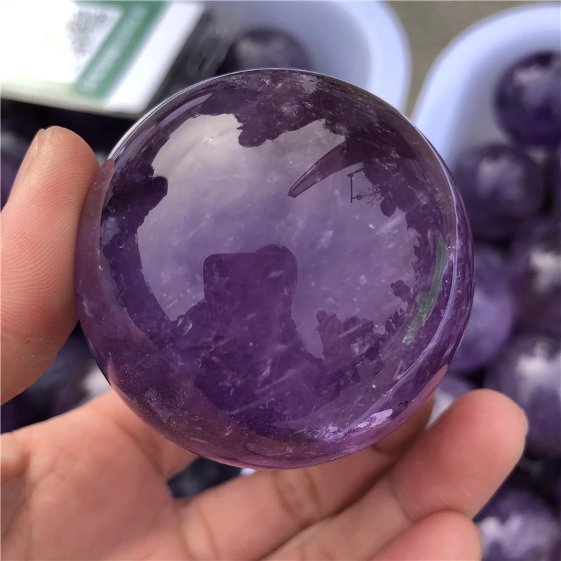 

AMAZING TOP QUALITY 4-5CM NATURAL AMETHYST SPHERE CRYSTAL GEMSTONE MAGIC BALL CHTISTMAS GIFT HEALING CRYSTAL