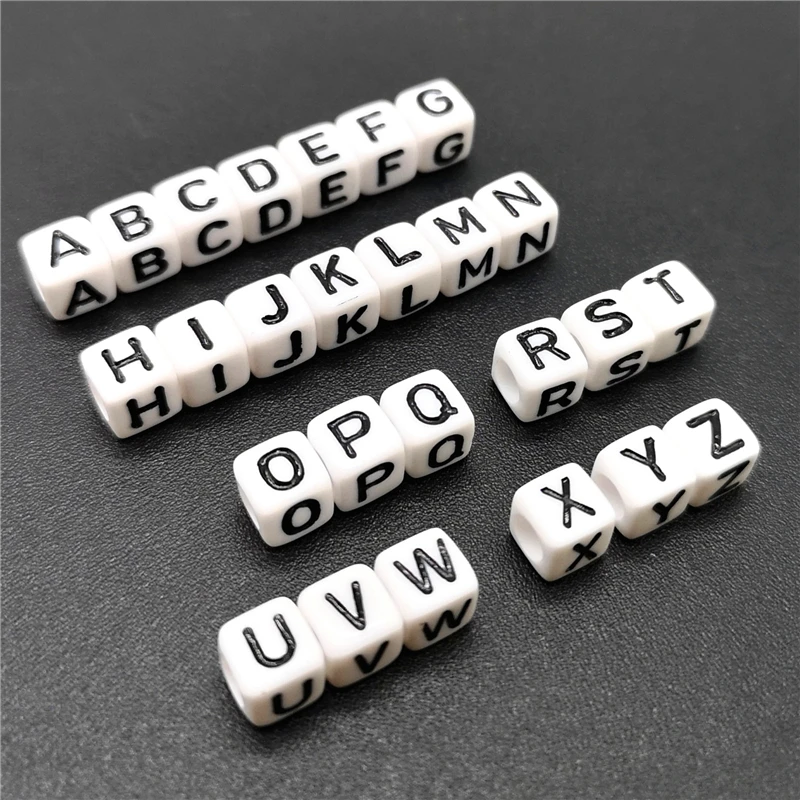 100pcs 6mm Letter D Square Alphabet Beads Acrylic  For Jewelry Making IY Bracelet Necklace Accessories #6x6mm 