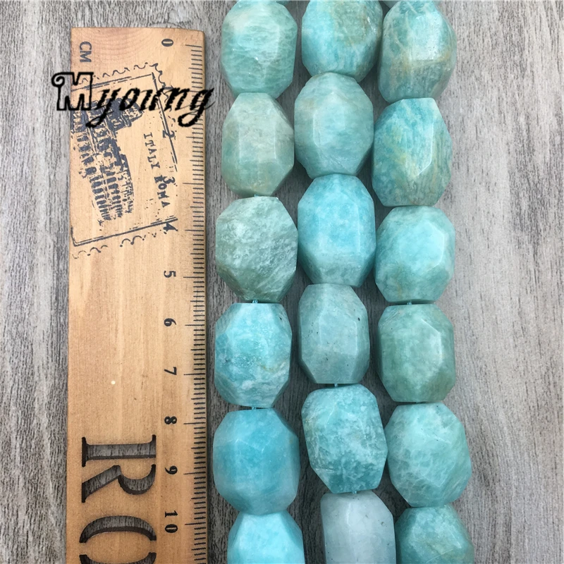 Amazonites Faceted Nugget Pendant Beads,Pure Sky Blue Stone Drilled Loose Charm Beads For DIY Jewelry MY1569