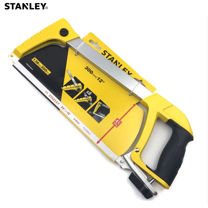 

Stanley 1pc hand hacksaw w/ high speed steel blades HSS 300mm rubber grip metal cutting saw for wood steel aluminium plastic etc