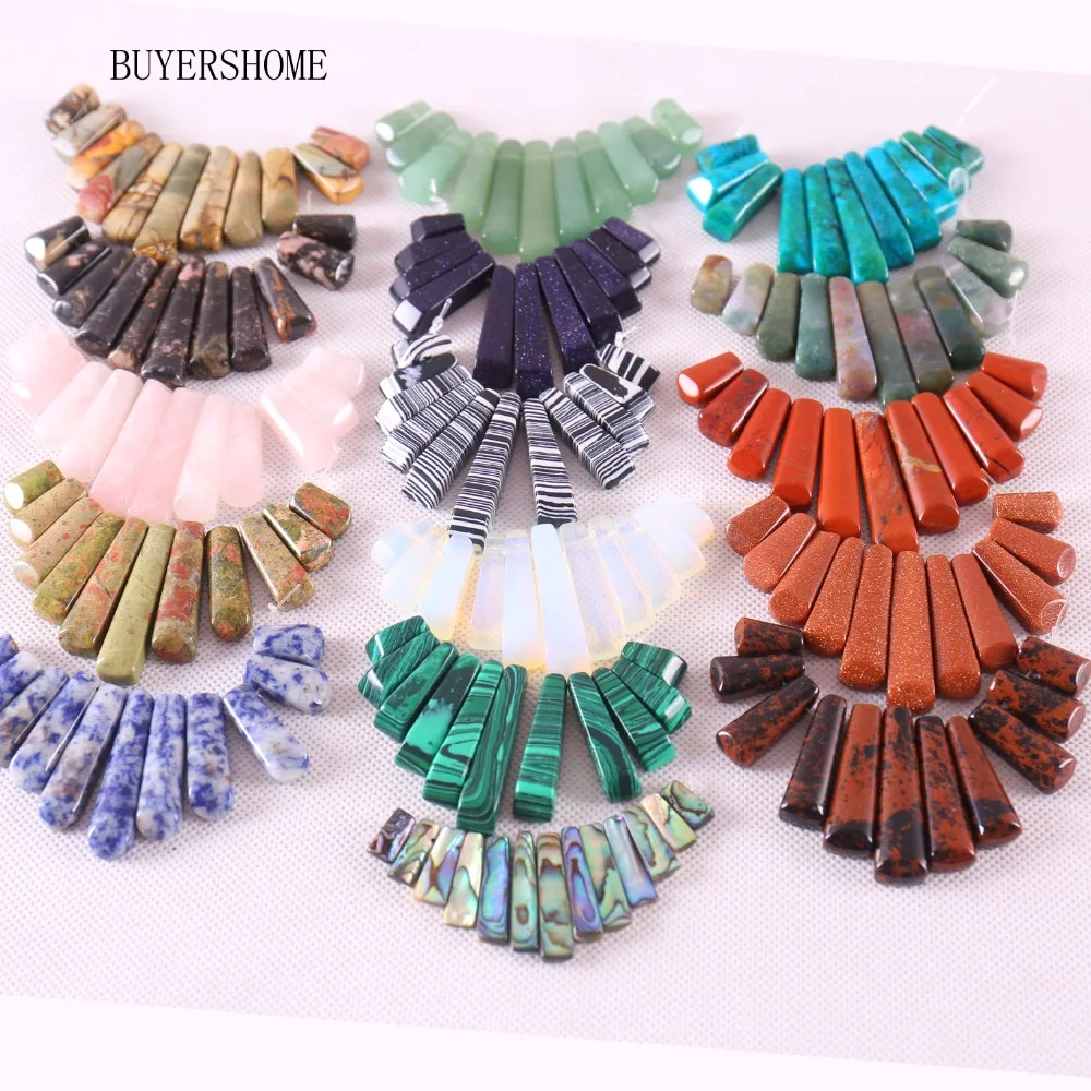 Pendant Beads Set 11PCS Fit Necklace Natural Stone Green Aventurine Azurite Malachite Opal Abalone Shell