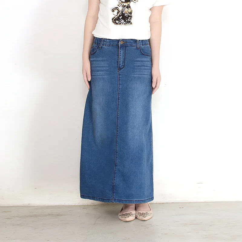 2022 New Fashion Large size High waist Elasticity Denim Skirt Women Summer X-long Jeans skirts Female Casual A-line Skirts G454