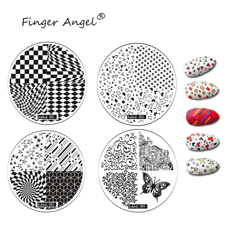 Finger Angel 1PCS Diameter 5.6cm Nail Art Stamping Plates Stamp Image Plate Funny Lovely Cartoon Design Round Nails Template