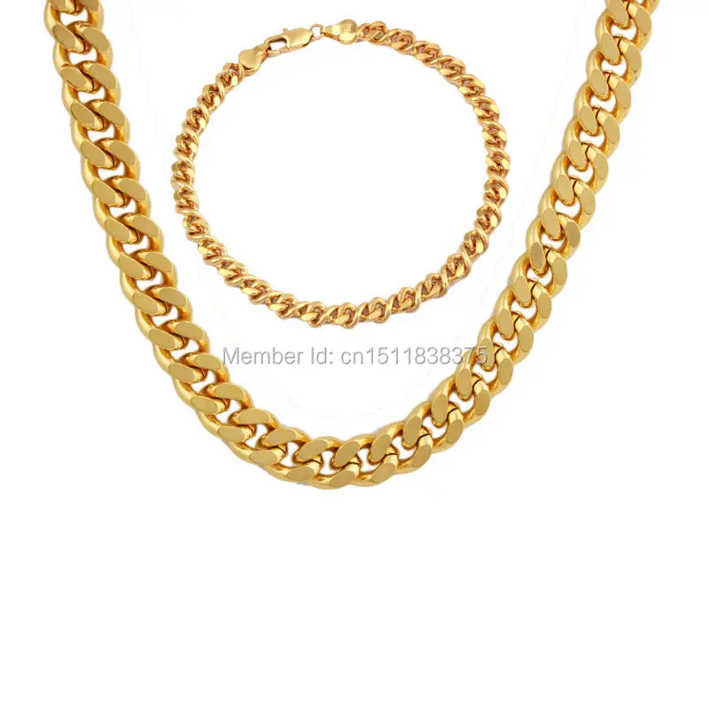 

Adixyn Gold Color Wedding Accessories Gold Jewelry Set Men Chain Necklace Bracelets