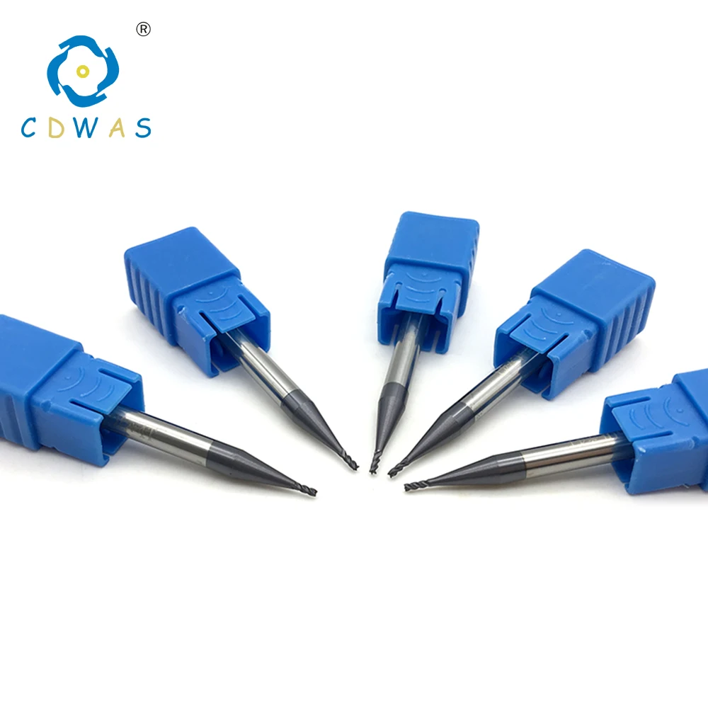 5pcs End mills 4Flute HRC50 diameter 1MM D1X3X4X50L Carbide Cutting Tool Spiral Bit CNC machine milling cutter for metalworking