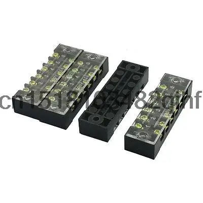 600V 15A 2 Row 6 Positon 12 Screws Barrier Cable Terminal Block 4 Pcs