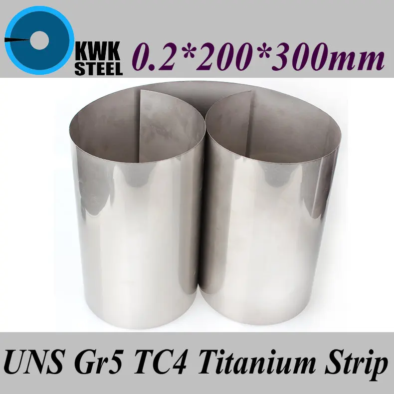 0.2x200x300mm Titanium Alloy Strip UNS Gr5 TC4 BT6 TAP6400 Titanium Ti Foil Thin Sheet Industry or DIY Material Free Shipping