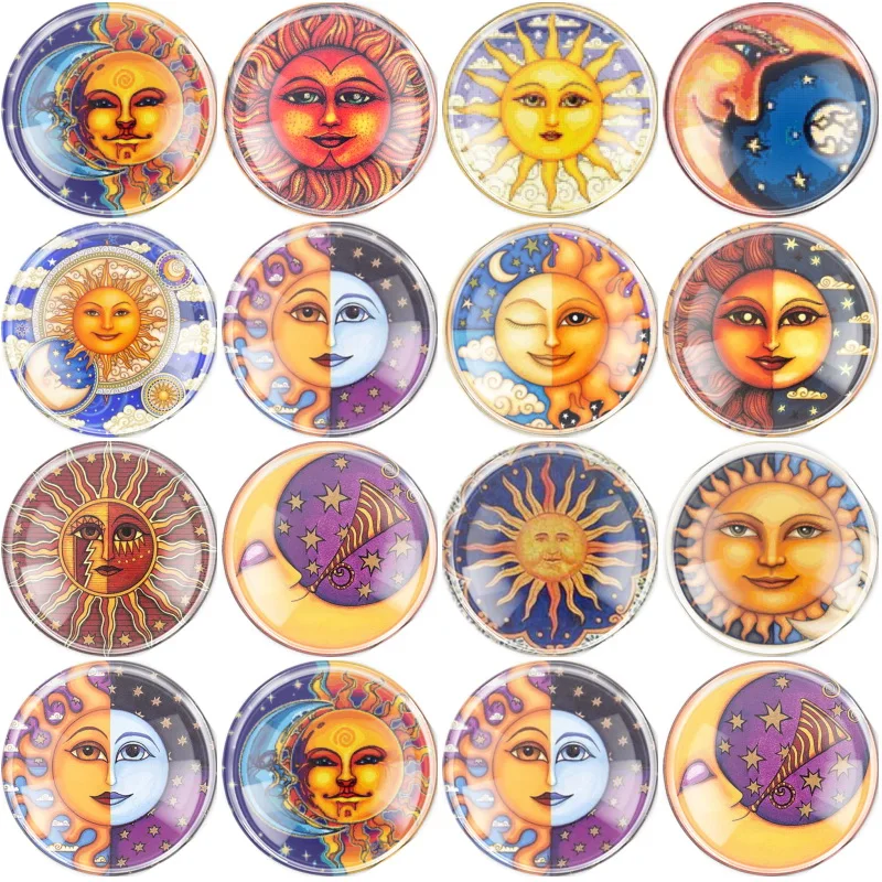 New Handmade 6 Size Glass Mixed Egypt Moon god Sun god Flatback Camo Cabochon Domed DIY Jewelry Charm Photo Pendant Setting