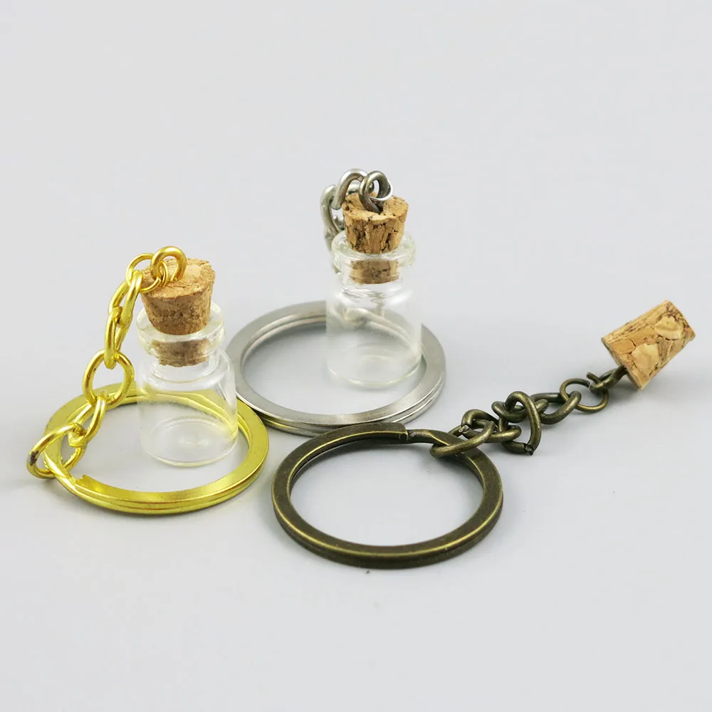 500 x 0.6ml  Mini Glass Bottles Key Chain Pendants Small Wishing Bottles With Cork Vial Arts Jars For Bracelets Gifts