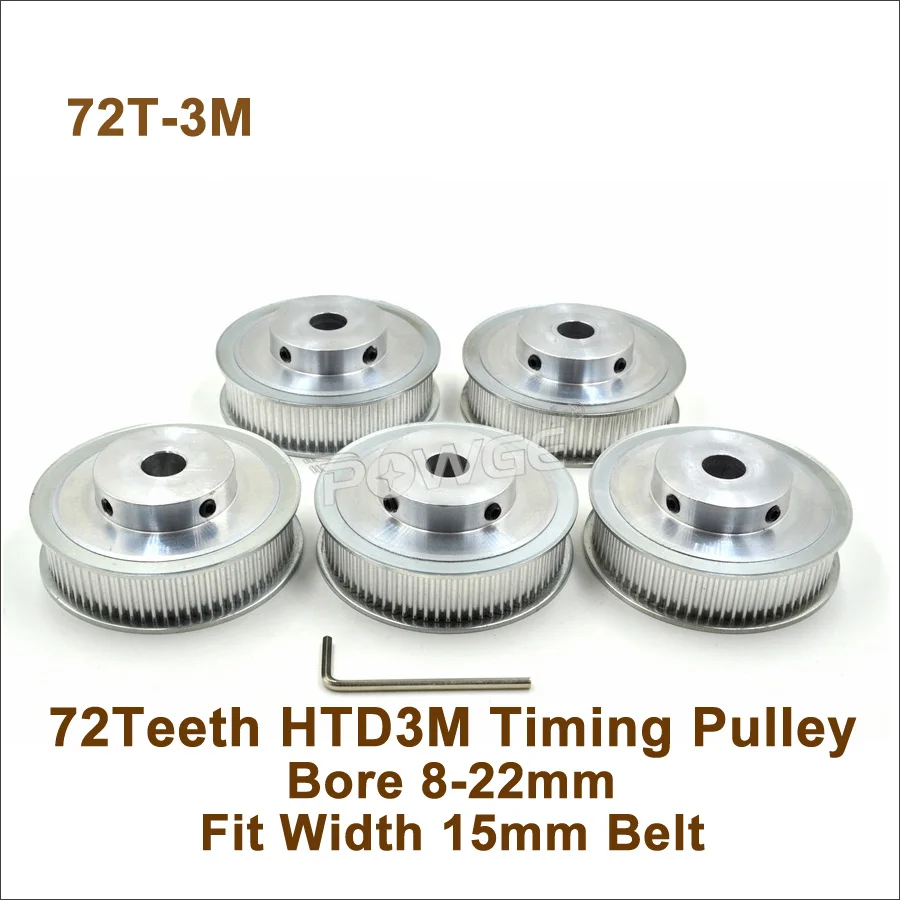 P0WGE 72 Teeth 3M Timing Pulley Bore8/10/12/14/15/19/10/22mm Fit W=15mm HTD 3M Timing Belt Cutting Machine 72T 72Teeth 3M Pulley