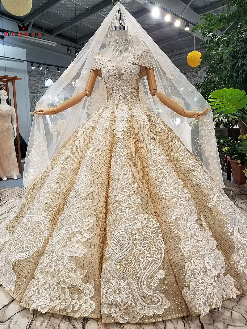 Vestido de noiva elegante, com decote em v, lantejoulas, 2021, foto real, rainha, vestido de noiva wd22