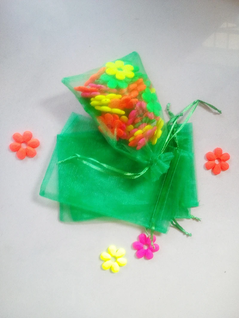 300pcs Grass green organza gift bags 10x15cm party bags for women event wed Drawstring bag Jewelry Display Bag diy accessories