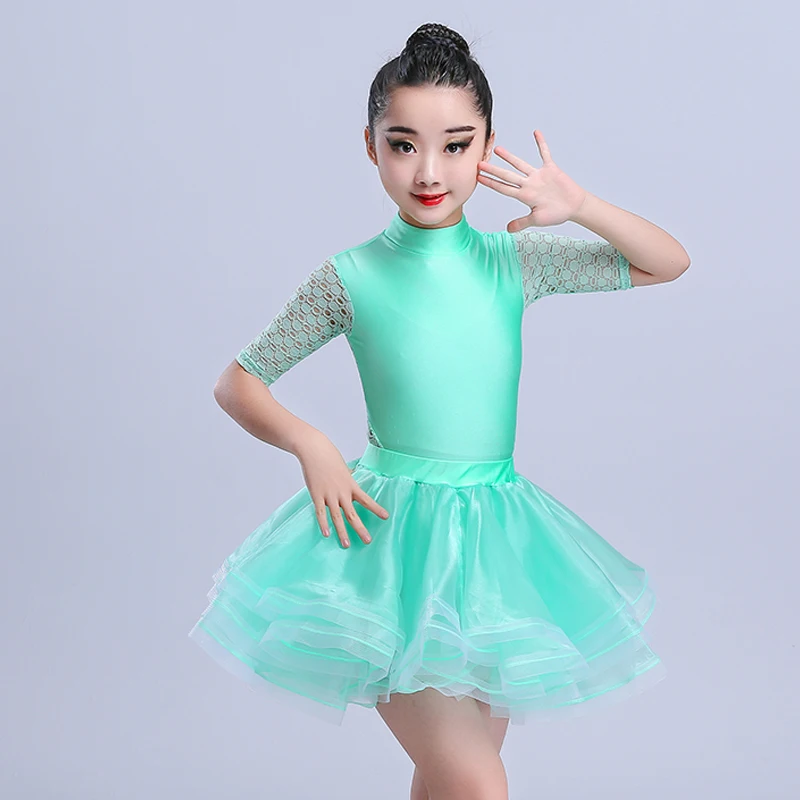 2018 Vestidos De Baile Meninas Vestido Para A Dança Das Crianças Dos Miúdos Vestidos de Dança Latina Saia Latin Dancewear Meninas Rumba Salsa