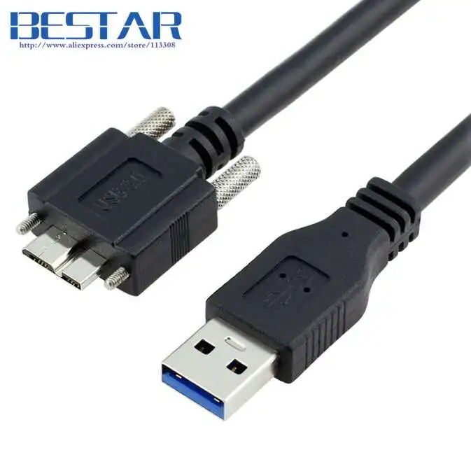 1.5m/2m/3m/5m USB 3.0 to Micro B USB 3.0 Data Transfer interface Industrial Camera Cable with locking Screw Holes 2 3 5 meters