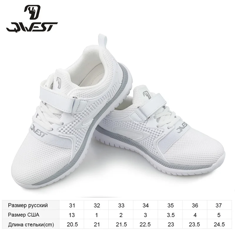 QWEST New Brand Fashion Size 31-37 Comfortable Spring &Autumn Breathable Hook &Loop Kids Sneakers For Girl 91K-NQ-1265