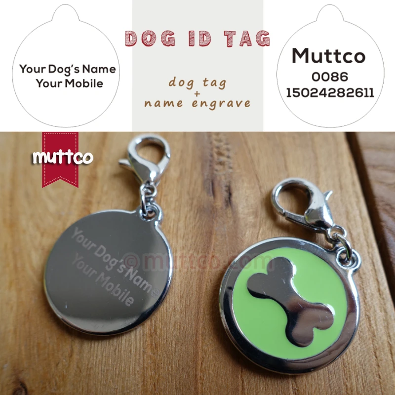 Freeshipping 30mm bone print dog tag dog id tag for pet, free shipping laser lettering dog name tags collar leash match dog cat