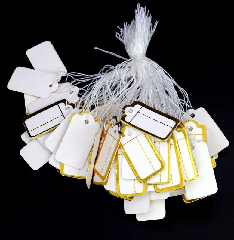 100 Stück Weißgold platte Silber Farbe Rechteck Papiere tikett Preis schild mit Seil Schmuck Geschenk karte handgemachte DIY Back zubehör – Detail 11