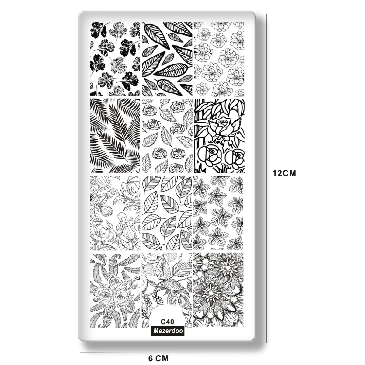 Nail Stencil for Nail Art Templates Beauty Tools Maple Leaves Lace Flower Designs Rectangle Nail Stamping Plates Stamps C40