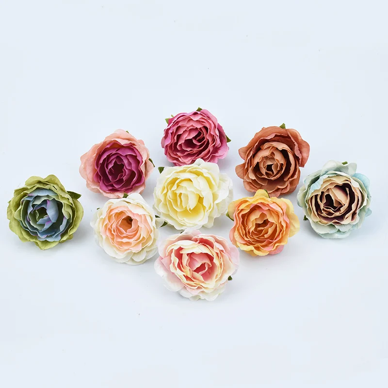 5 szt. 4CM Jedwabne Retro Róże Główki do Wazonu Walentynki Dekoracja Ślubna Samochód Dom Sztuczne Kwiaty Florystyka Ściana DIY Prezenty Broszka — zdjęcie 6