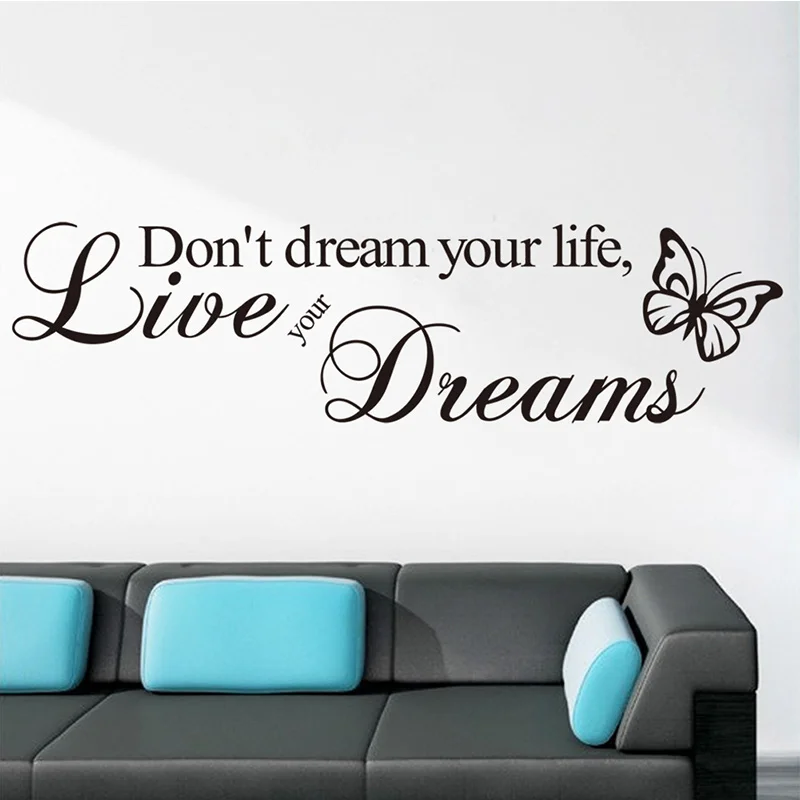 Hot Sale Removable Luminous Environmental PVC Wall Sticker Words Dont Dream Your Life For Living Room